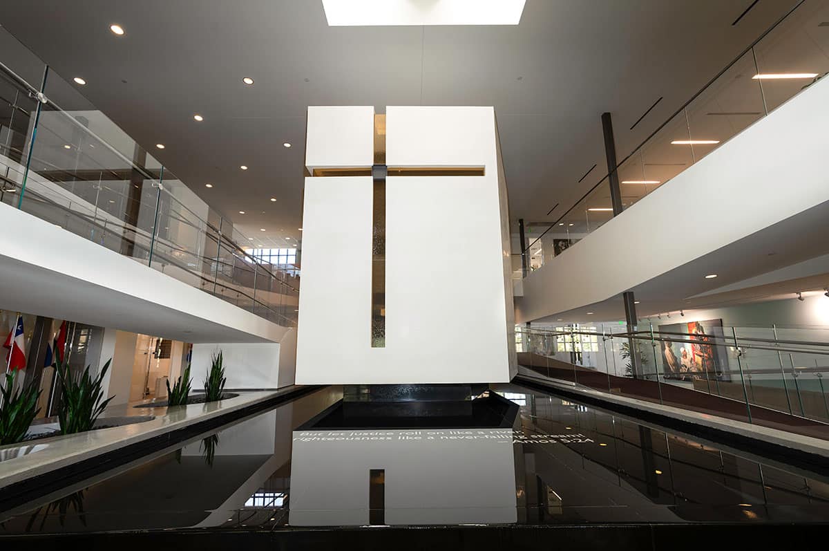 The cross at the front the floating chapel