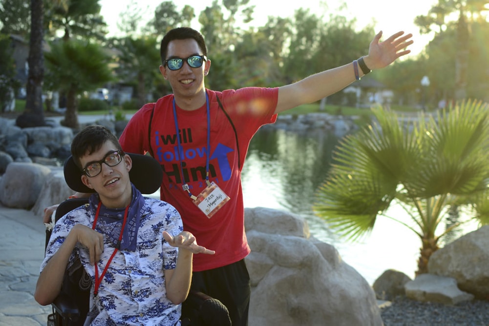 A camper and volunteer at Family Retreat